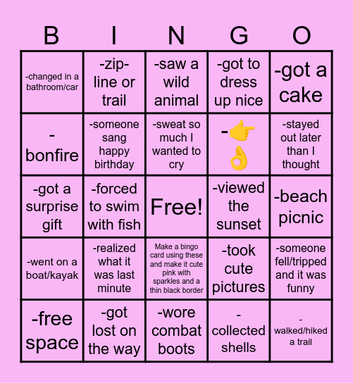 keyla’s birthday bingo Card