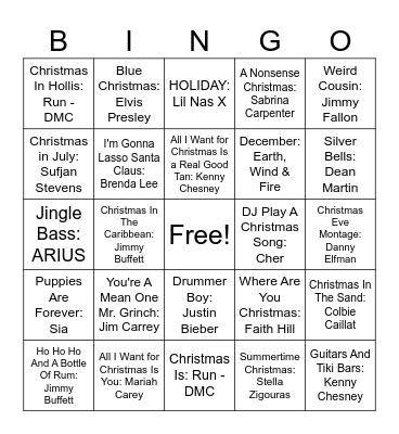 Christmas In July Bingo Card