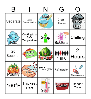 Summer Food Safety Bingo Card