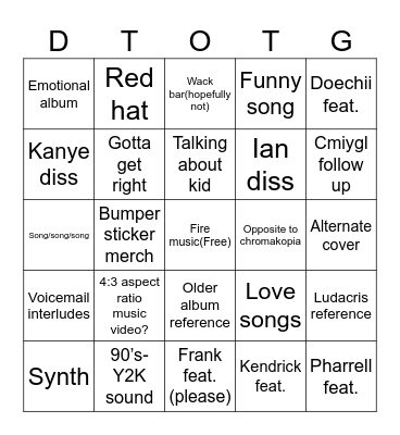 Don’t Tap On The Glass Bingo Card