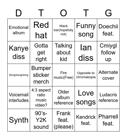 Don’t Tap On The Glass Bingo Card