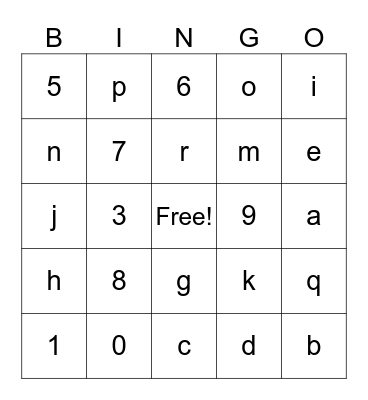 Back to School Bingo Card