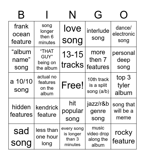 don’t tap the glass bingo Card