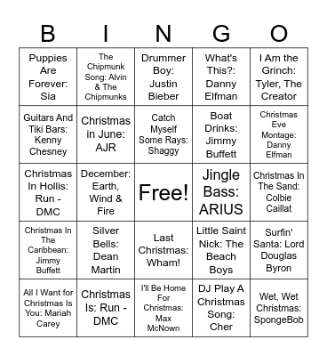 Christmas In July Bingo Card
