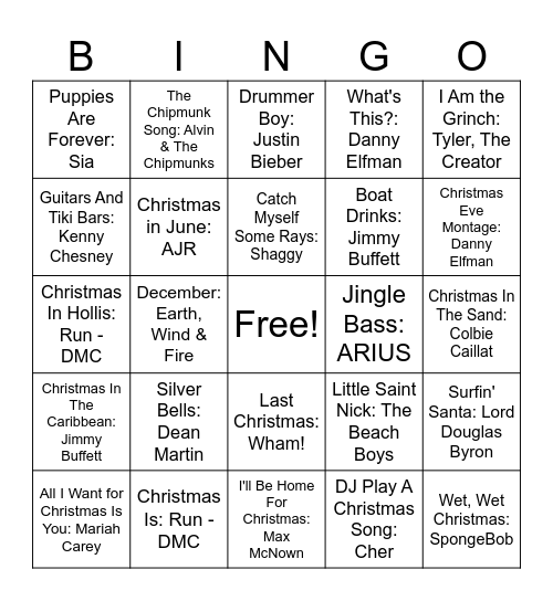 Christmas In July Bingo Card