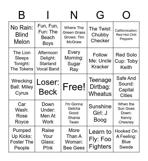 Summertime #4 Bingo Card