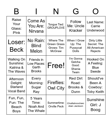 Summertime #4 Bingo Card