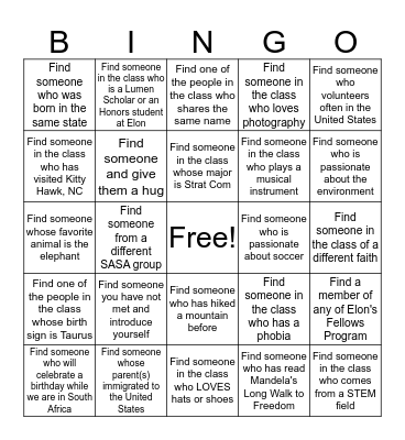 SASA BINGO 2017 Bingo Card