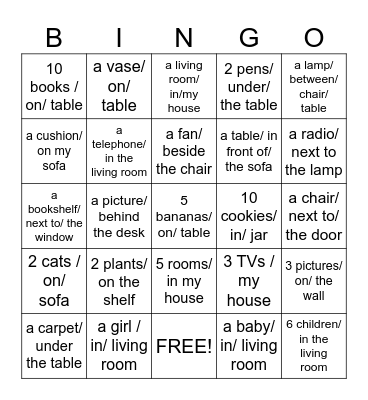 There is - There are (Living Room) Bingo Card