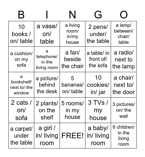 There is - There are (Living Room) Bingo Card