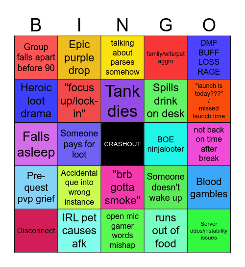 Leveling Madness Fuckshit Bingo Card
