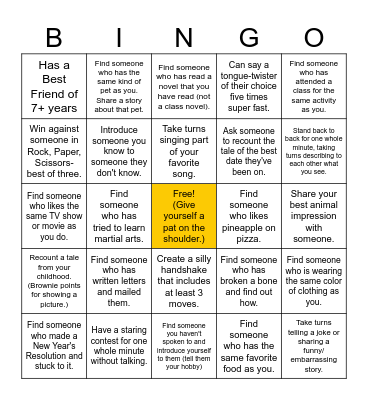 Interactive Human Bingo Card
