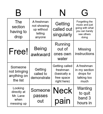 Band Camp Bingo! Bingo Card