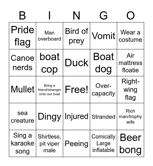 Houseboat Bingo Card