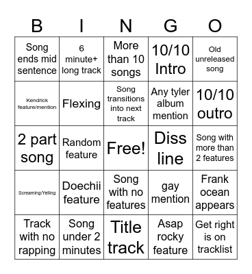 DTTG Bingo Card