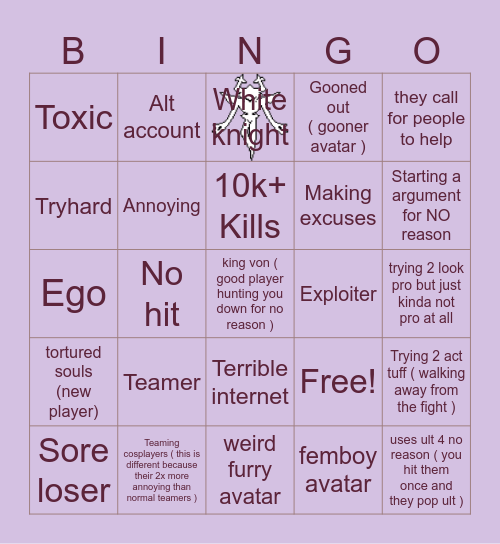 TSB bingo Card