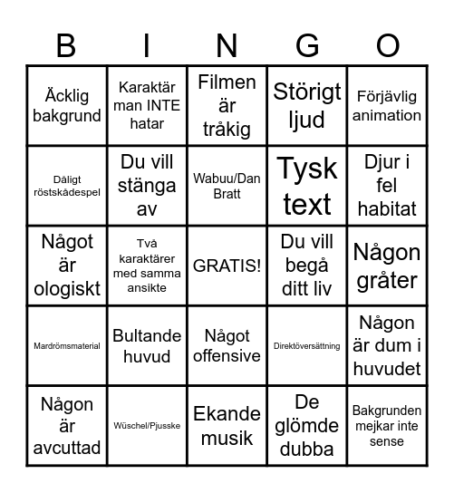 BINGO PICTURES Bingo Card