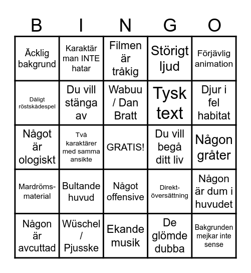 BINGO PICTURES Bingo Card