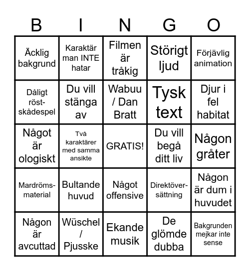 BINGO PICTURES Bingo Card