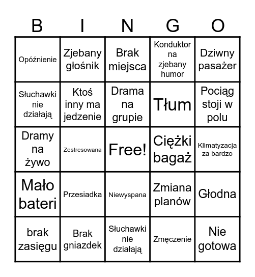 Przejebane Bingo Card