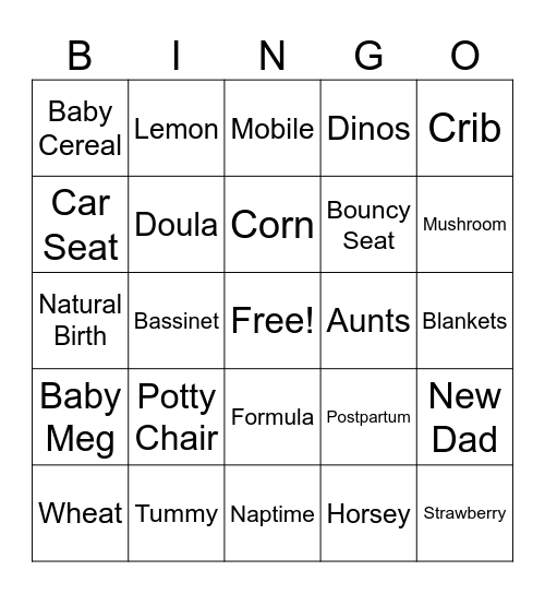 Locally Grown Baby Bingo Card
