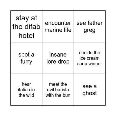 Marissa Tour Bingo Card