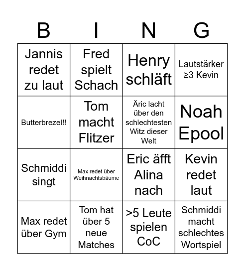 JÄST Bingo Card