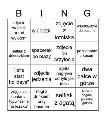 Wakacje 2025 Bingo Card