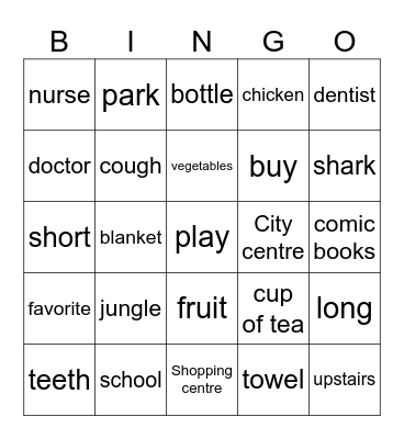 Movers Bingo Card