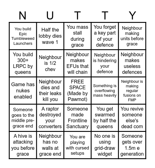 NuttyB Bingo Card