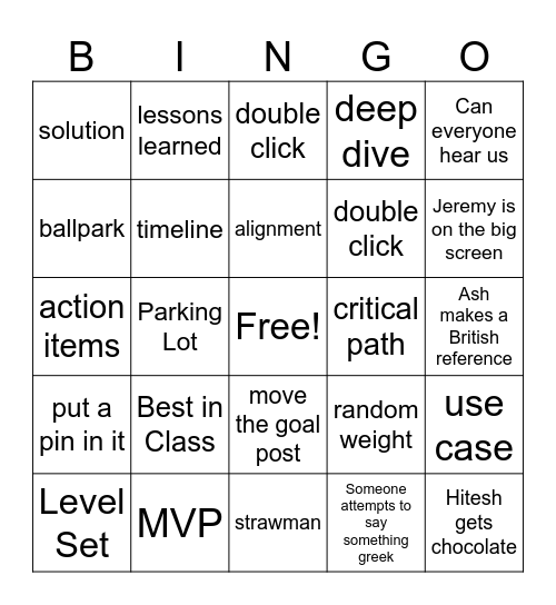 Hub and Stoked Bingo Card