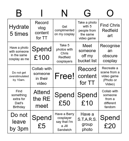 MCM London Bingo Card