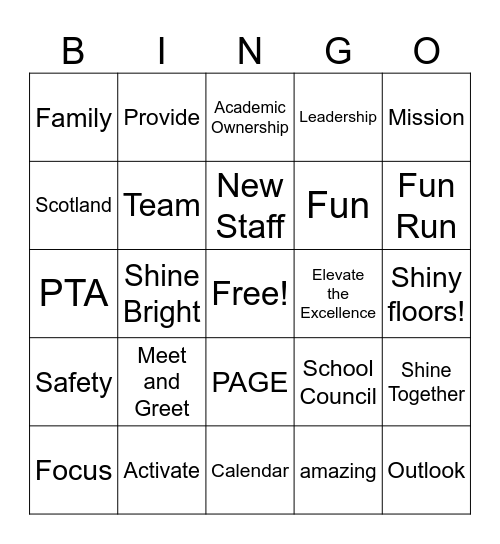 Sixes Back to School BINGO Card