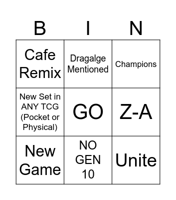 Pokemon Presents July 2025 Bingo Card