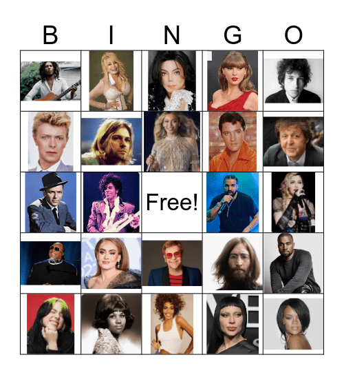 Famous Musicians Bingo Card