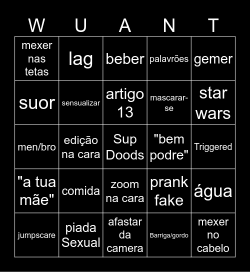 Wuant Bingo Card