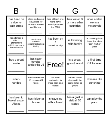 Ice Breaker Bingo Card