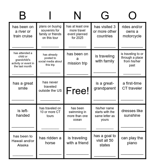 Ice Breaker Bingo Card