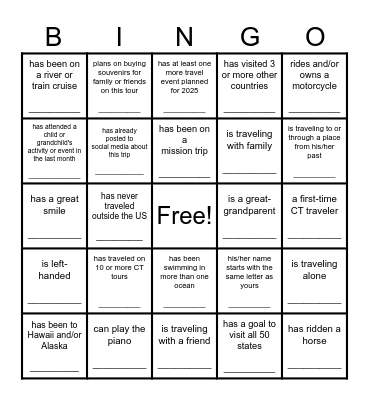 Ice Breaker Bingo Card