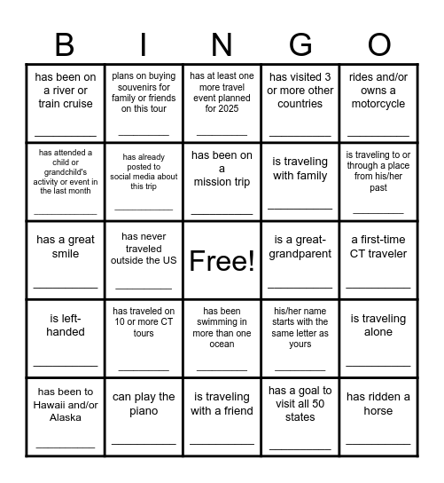 Ice Breaker Bingo Card