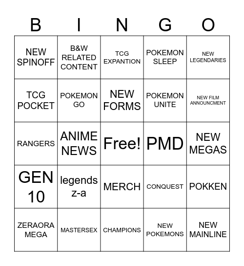 Untitled Bingo Card