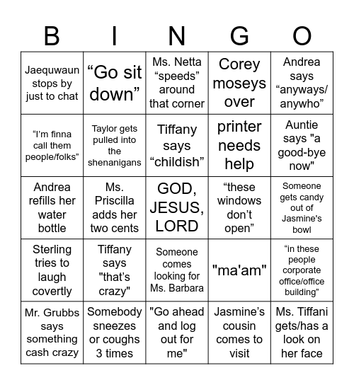 we just twiddlin our thumbs Bingo Card