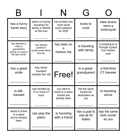 Ice Breaker Bingo Card