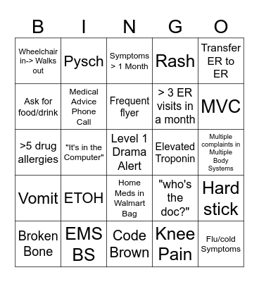 ER BINGO Card