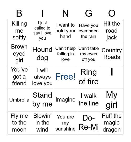 Music Bingo Card