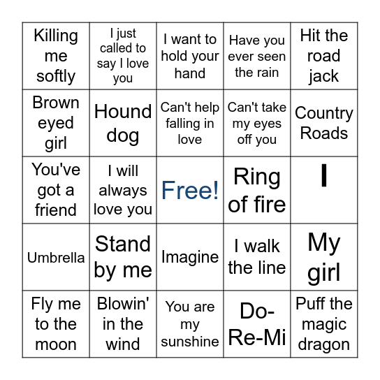 Music Bingo Card