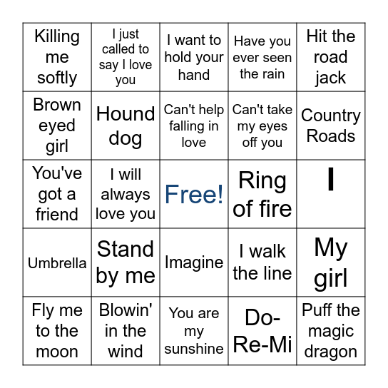 Music Bingo Card