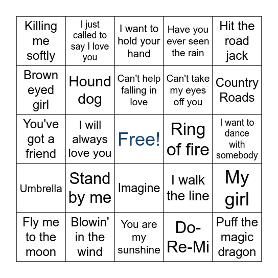Music Bingo Card