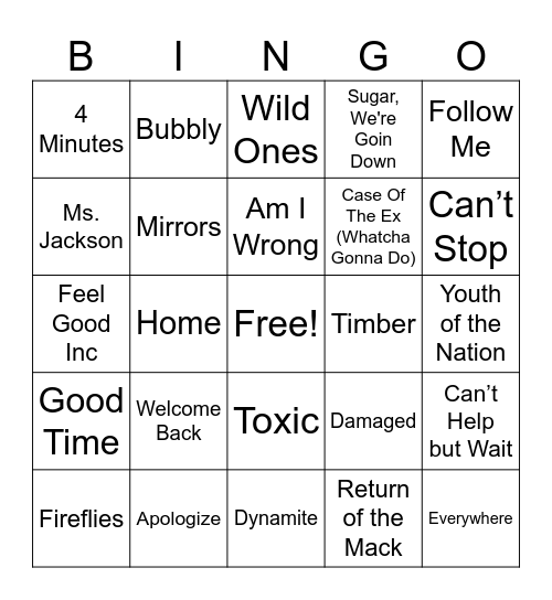 1MB Mixed Hits Round 4 Bingo Card
