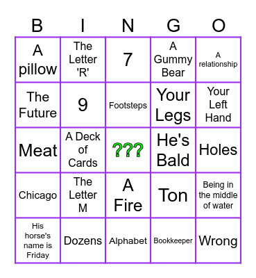 Riddle Bingo Card